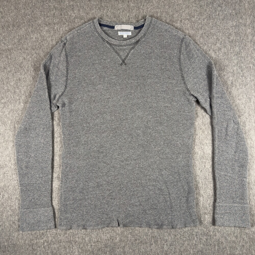 Wallace & Barnes Sweater Mens XL Gray Waffle Knit Thermal Crewneck Long Sleeve